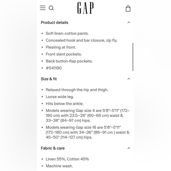 NWT GAP Pleated Linen Wide Leg High Rise Pants - Picture 3 of 5